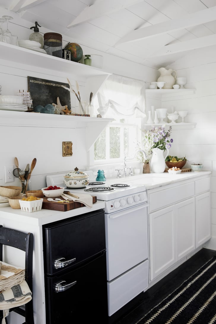 The tiny kitchen is inspired by European designs and 